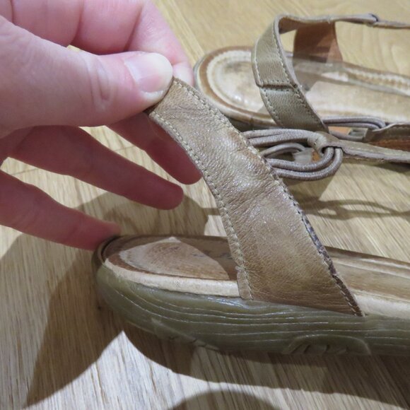 JAFA Antique Distressed Brown Strappy Cut Out Leather Comfort Sandals Boho - Picture 8 of 14